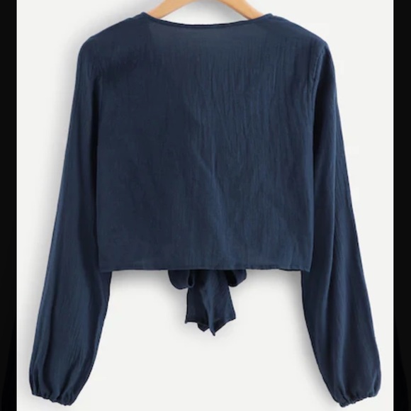 SALE Dark Blue Button Up Summer Top - Picture 4 of 8